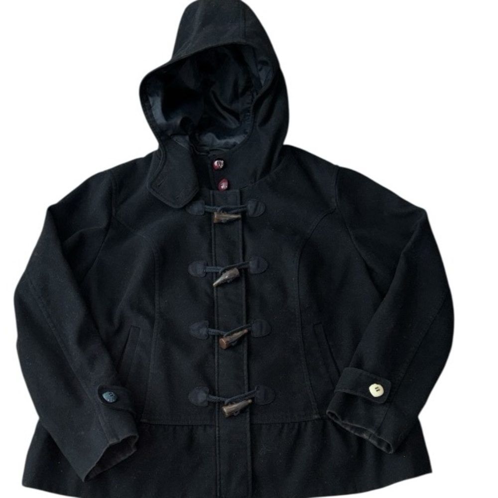 TORRID Chic Black Hooded Toggle Jacket, P2P:25”, L:26.5”